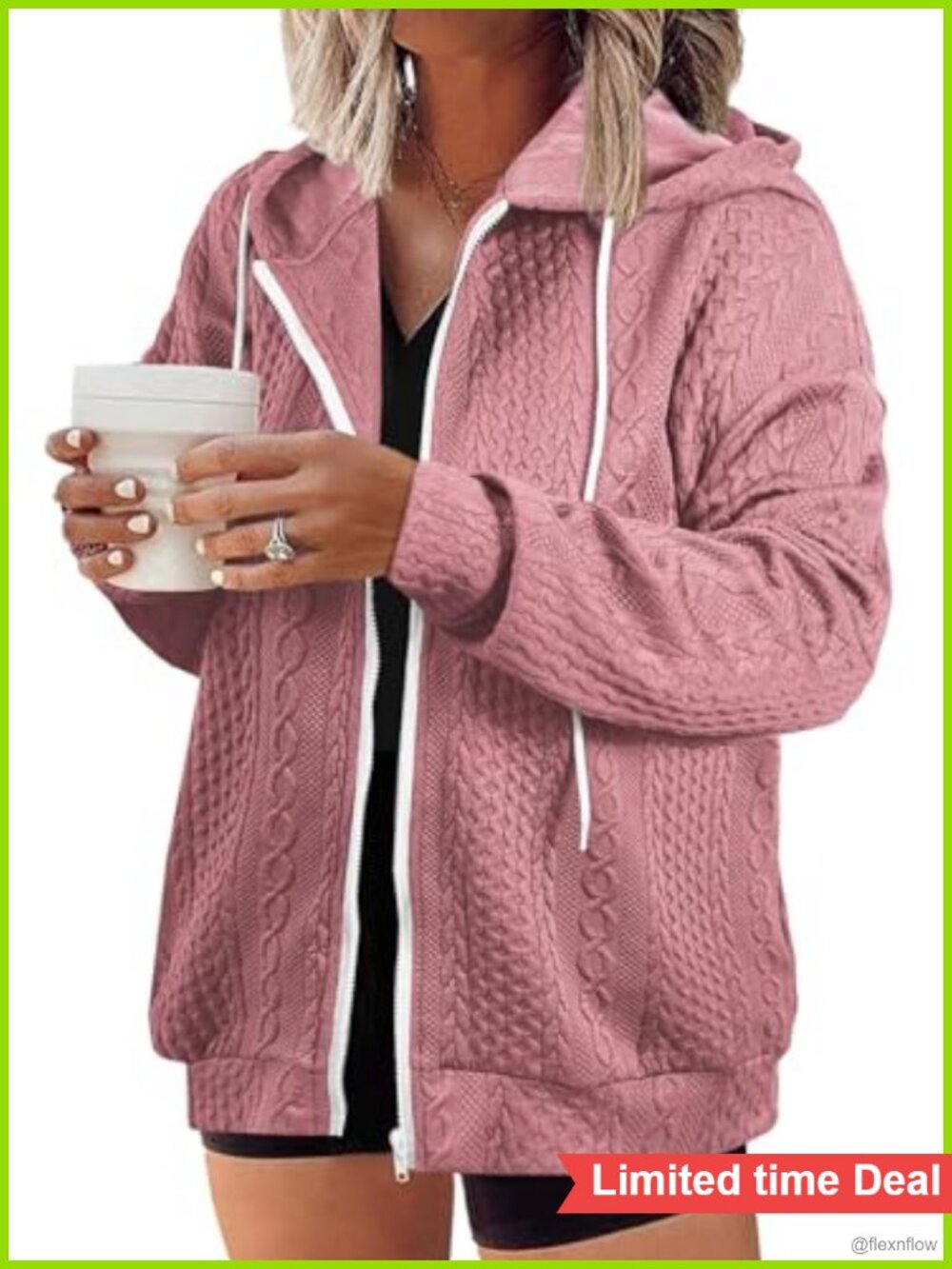 Plus Size Zip Up Hoodie Long Sleeve Sweatshirt with Pockets